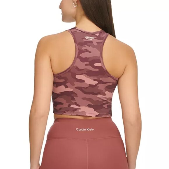 NEW CALVIN KLEIN Print Scoop Neck Crop Top Mauve for women 163mtn - Picture 2 of 7